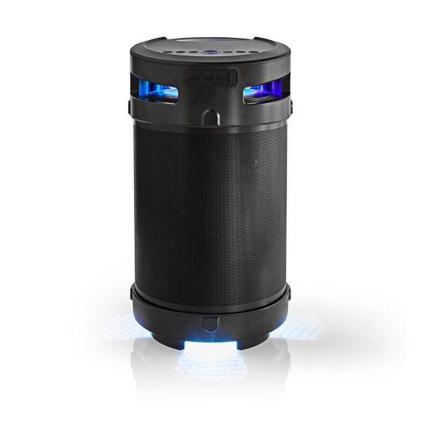Nedis | Coluna Bluetooth® Party Boombox | 3.5 hrs | 4.1 | 150 W | AUX / USB | IPX5 | TWS | Party lights | Preta / Cinza Coluna de som portátil preta com luzes LED azuis