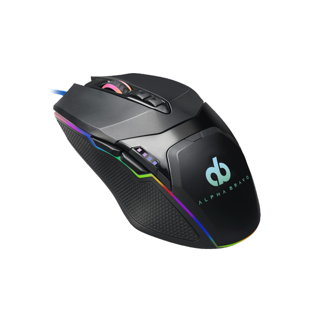 Veho | Rato Gaming com fio USB Alpha Bravo GZ1 Ratinho gaming preto com iluminação RGB e logótipo ALPHA BRAVO