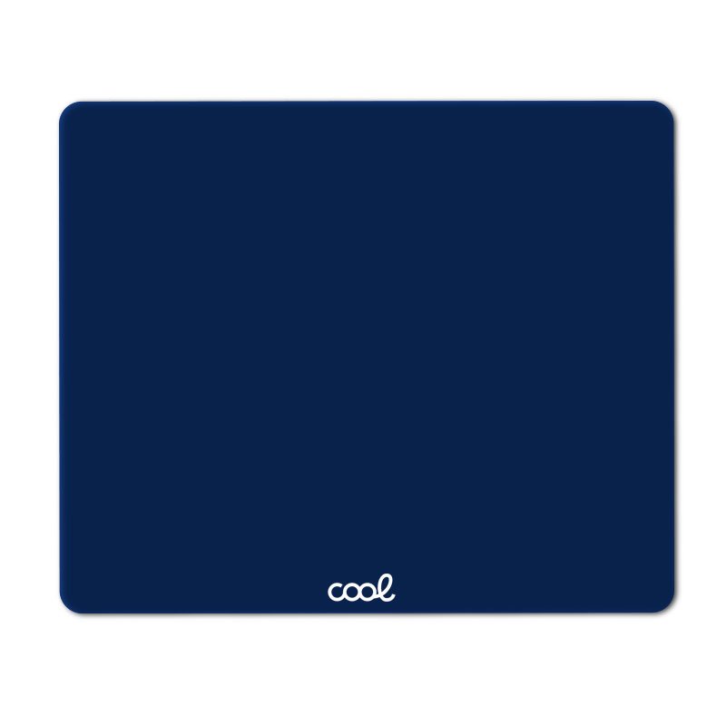 Cool | Tapete de rato COOL cor azul marinho Tapete retangular azul escuro com texto 'cool' branco na parte inferior