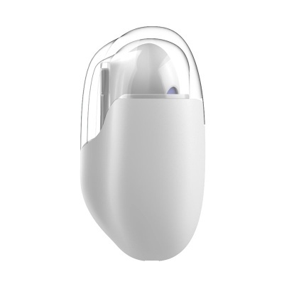 Dispositivo branco com tampa transparente e botão interno