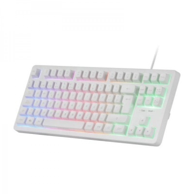 Teclado mecânico branco com retroiluminação RGB e cabo USB