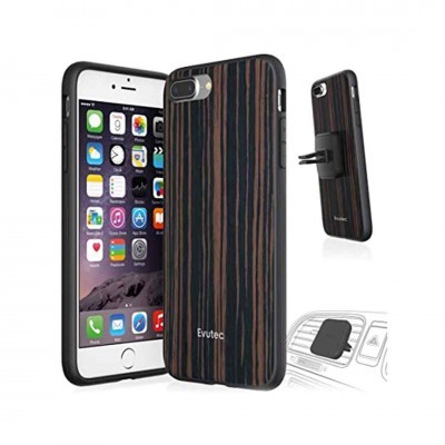 Capa para smartphone com padrão madeira e suporte para carro