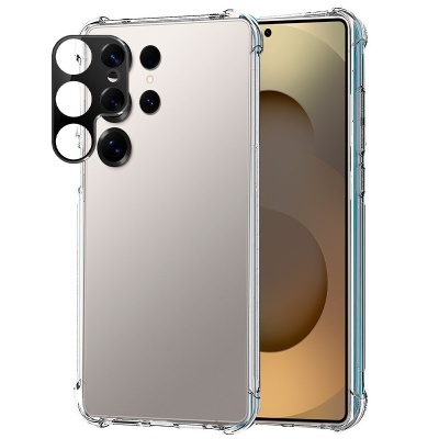 Smartphone prata com capa transparente e várias câmaras traseiras