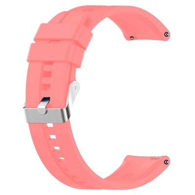 Bracelete para relógio cor de coral em silicone com fecho metal prateado