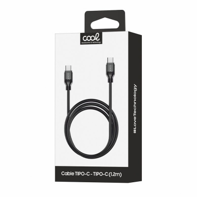 Embalagem com cabo USB Tipo-C preto de 1,2 metros