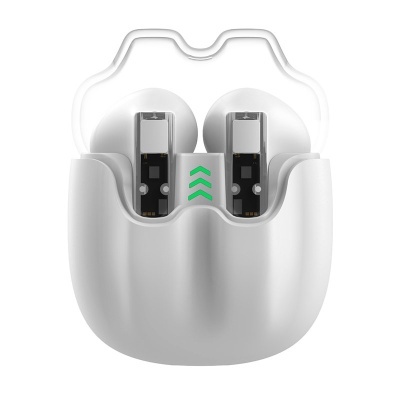 Suporte branco com componentes eletrónicos visíveis e setas verdes