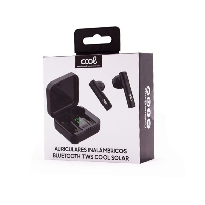 Pacote de auriculares sem fios Bluetooth TWS Cool Solar com estojo preto