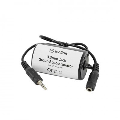 Isolador de loop terra com ficha Jack 3,5 mm preto e prateado