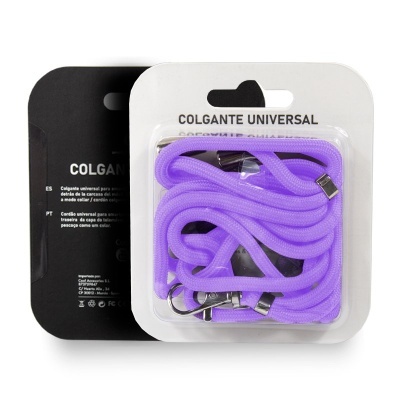 Colgante universal lilás em embalagem plástica com cartão branco