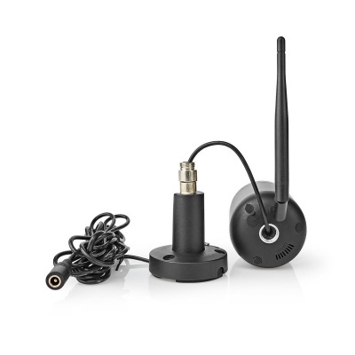 Câmara de vigilância preta com antena e suporte