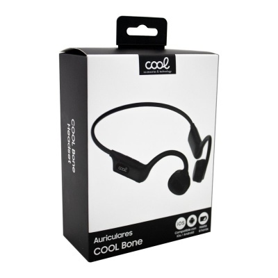 Caixa de auriculares COOL Bone Headset preto com texto e compatibilidade
