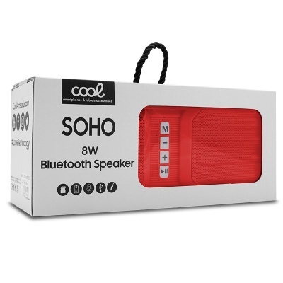 Coluna Bluetooth portátil vermelha COOL SOHO 8W na caixa