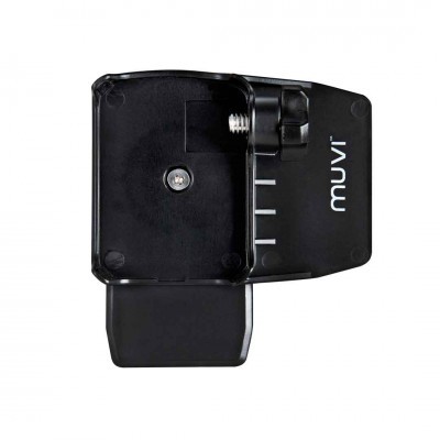 Suporte preto para equipamento com texto muvr