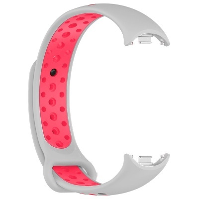 Pulseira de relógio smart cinza e rosa com padrão de círculos