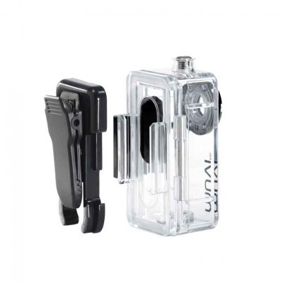 Estojo impermeável transparente em plástico rígido com suporte preto