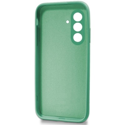 Capa de smartphone verde com recortes para câmaras