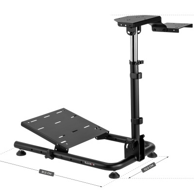 Suporte preto em metal para simulador de corrida com medidas indicadas