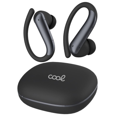 Auriculares wireless pretos com estojo de carregamento preto