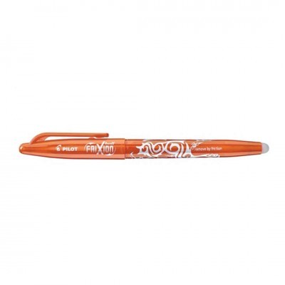 Caneta Pilot Frixion laranja com clip e padrão branco