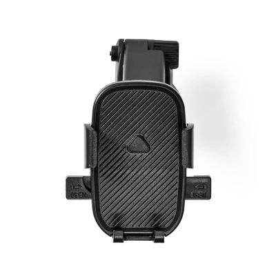 Suporte para telemóvel preto com texto OPEN nas abas laterais