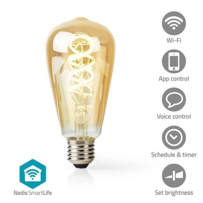 Lâmpada inteligente vintage com vidro âmbar e base metálica