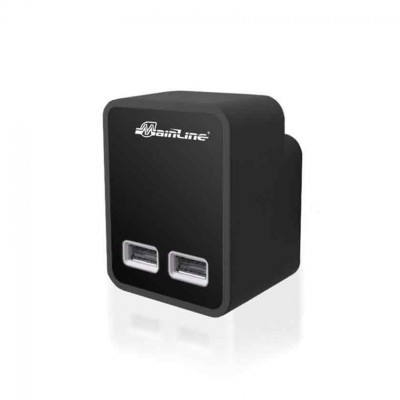 Carregador de parede preto da marca Mainline com duas portas USB