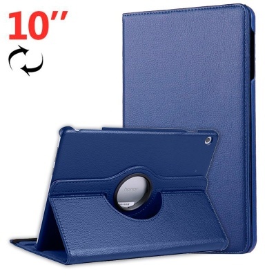 Capa azul para tablet de 10 polegadas em couro sintético com suporte ajustável