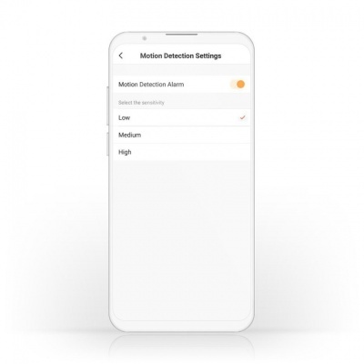 Smartphone branco com ecrã de definições de deteção de movimento