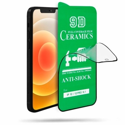 Película protetora para smartphone IP 12 / 12 PRO em embalagem verde com texto branco