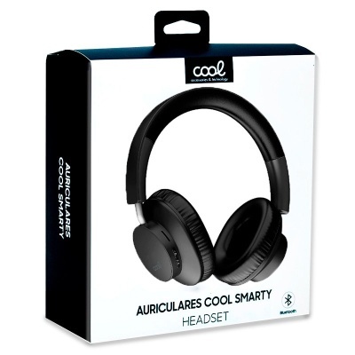 Auriculares Cool Smarty headset pretos na embalagem
