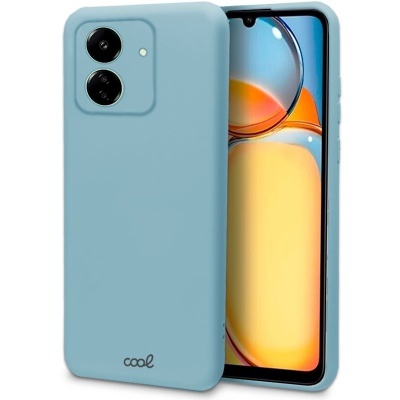 Smartphone com capa protetora azul claro e câmara dupla.