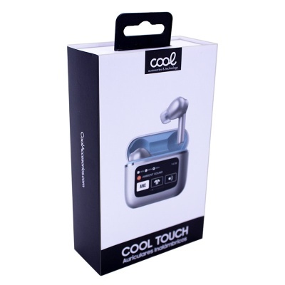 Embalagem de auscultadores intra-auriculares COOL TOUCH com imagem e texto
