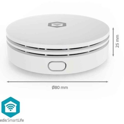 Detetor circular branco Nedis SmartLife com botão frontal
