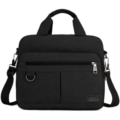 Bolsa preta para portátil com alças e bolsos frontais