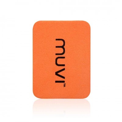 Espuma laranja com texto preto MUVI