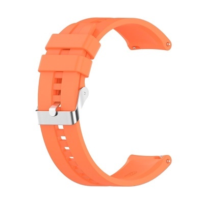 Pulseira de relógio laranja em silicone com fivela metálica prateada