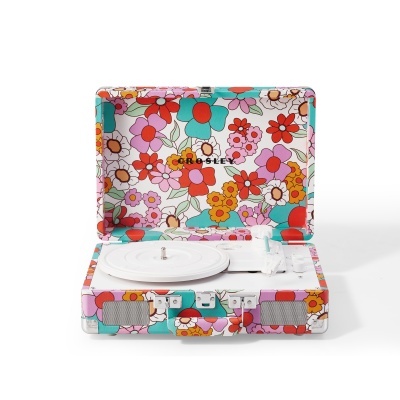 Giradiscos portátil Crosley com padrão floral colorido