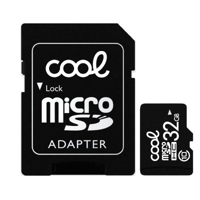 Cartão microSD 32GB preto com adaptador SD da marca Cool