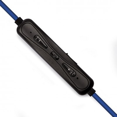 Comando remoto para auscultadores com botões e cabo azul