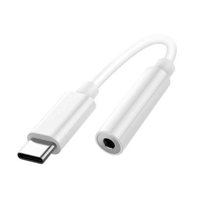 Adaptador branco USB-C para auscultadores 3,5 mm