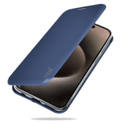 Capa azul tipo carteira para smartphone com marca Cool