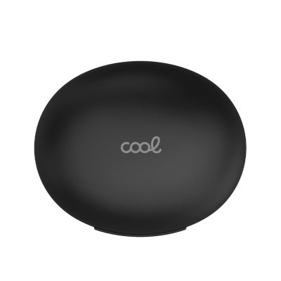Prato raso oval preto com texto cool ao centro