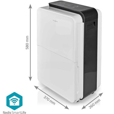 Desumidificador branco e preto com controlo tátil e marca Nedis