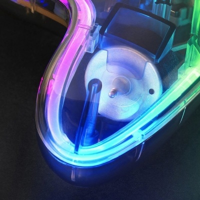 Correia transportadora luminosa LED colorida com estrutura transparente