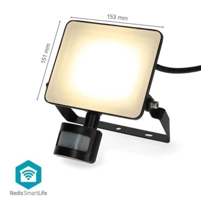 Refletor retangular preto com sensor de movimento e difusor branco