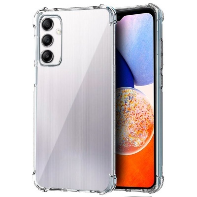 Capa transparente silicone para smartphone com telemóvel prateado