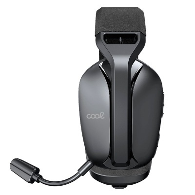 Auricular de jogo preto e cinza com microfone flexível e marca 'cool'