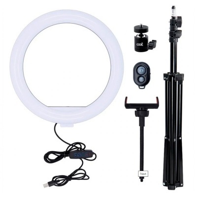 Conjunto de fotografia com anel de luz, suporte, controlo remoto e tripé