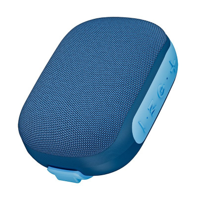 Coluna portátil Bluetooth azul com botões laterais