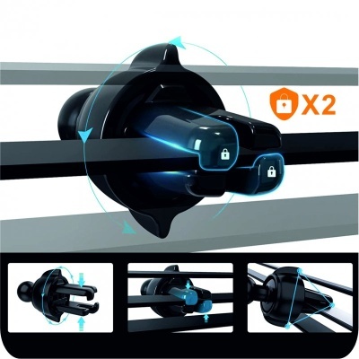 Dispositivo de segurança preto para grades metálicas com luzes azuis e texto X2